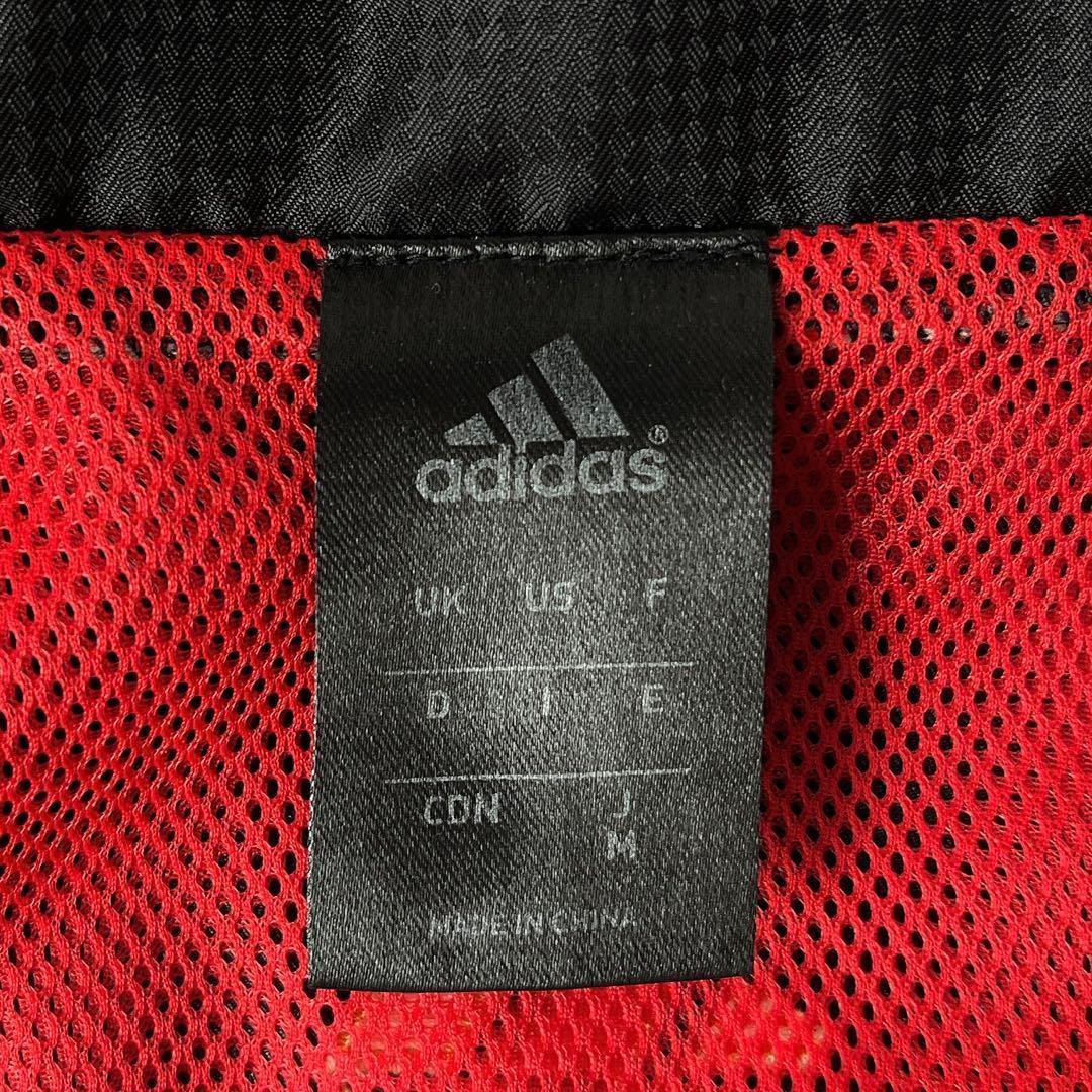 【美品】アディダス ナイロン 上下セットアップ ウィンドブレーカー ロゴ刺繍 黒