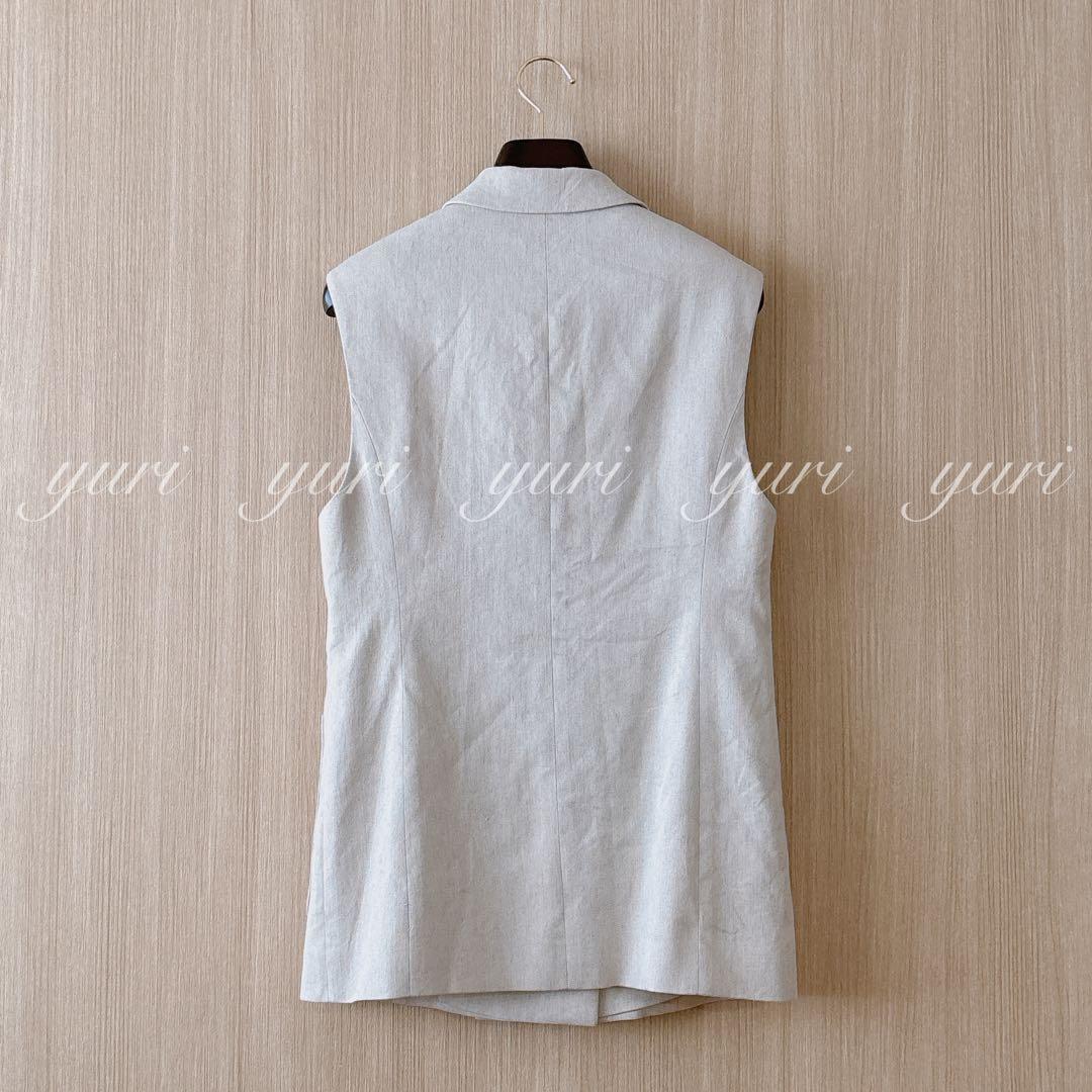 【308】アナイ　ラミーストレッチテーラードジレ　ライトグレーベージュ　36