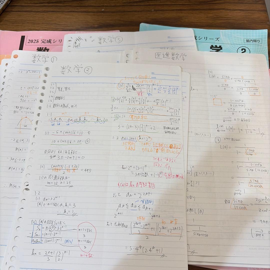 2025 完成シリーズ 数学①②③、医進数学セット 板書、おまけ付き