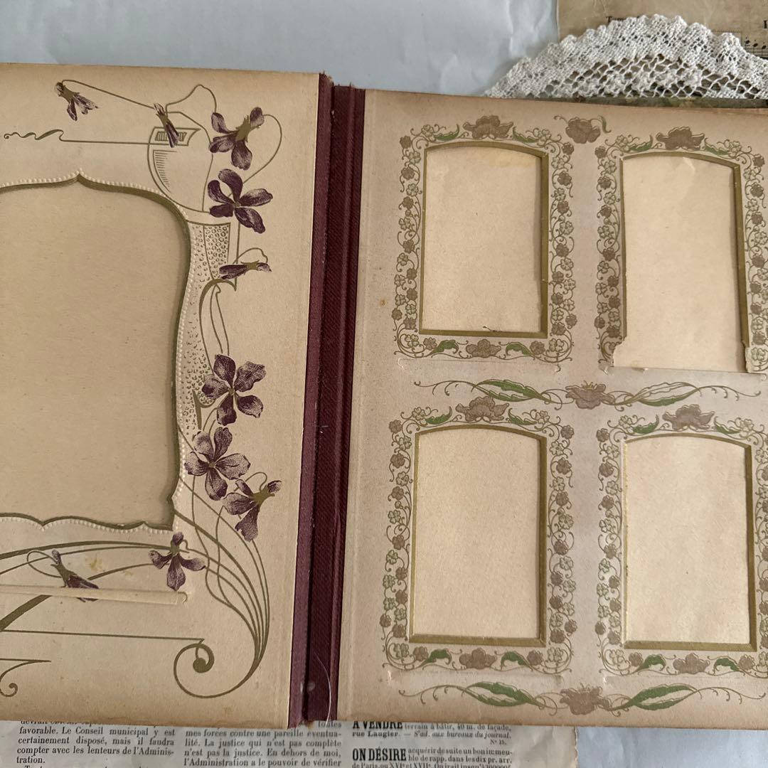 アンティーク美しいアルバム　ヴィクトリアン写真　キャビネット洋書　古書　撮影小物