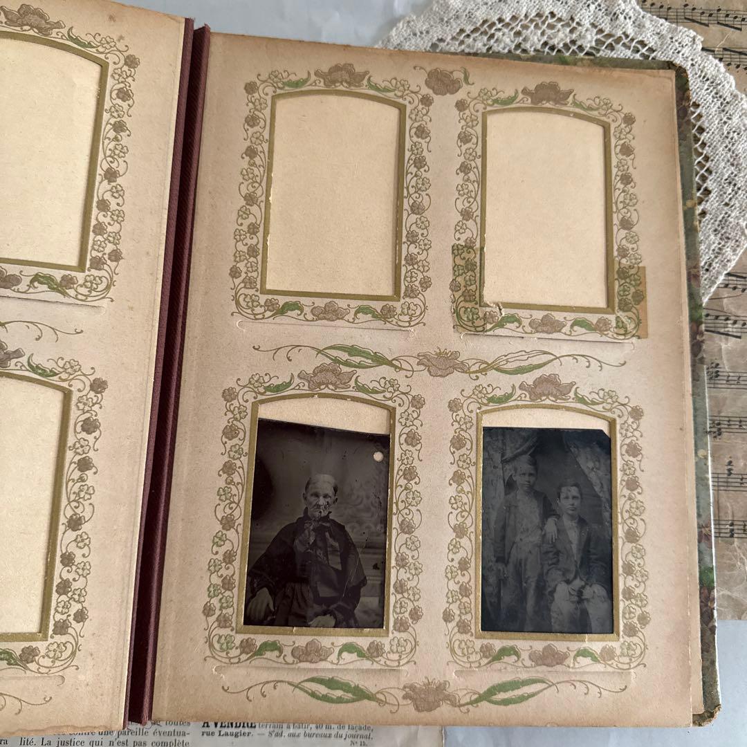 アンティーク美しいアルバム　ヴィクトリアン写真　キャビネット洋書　古書　撮影小物