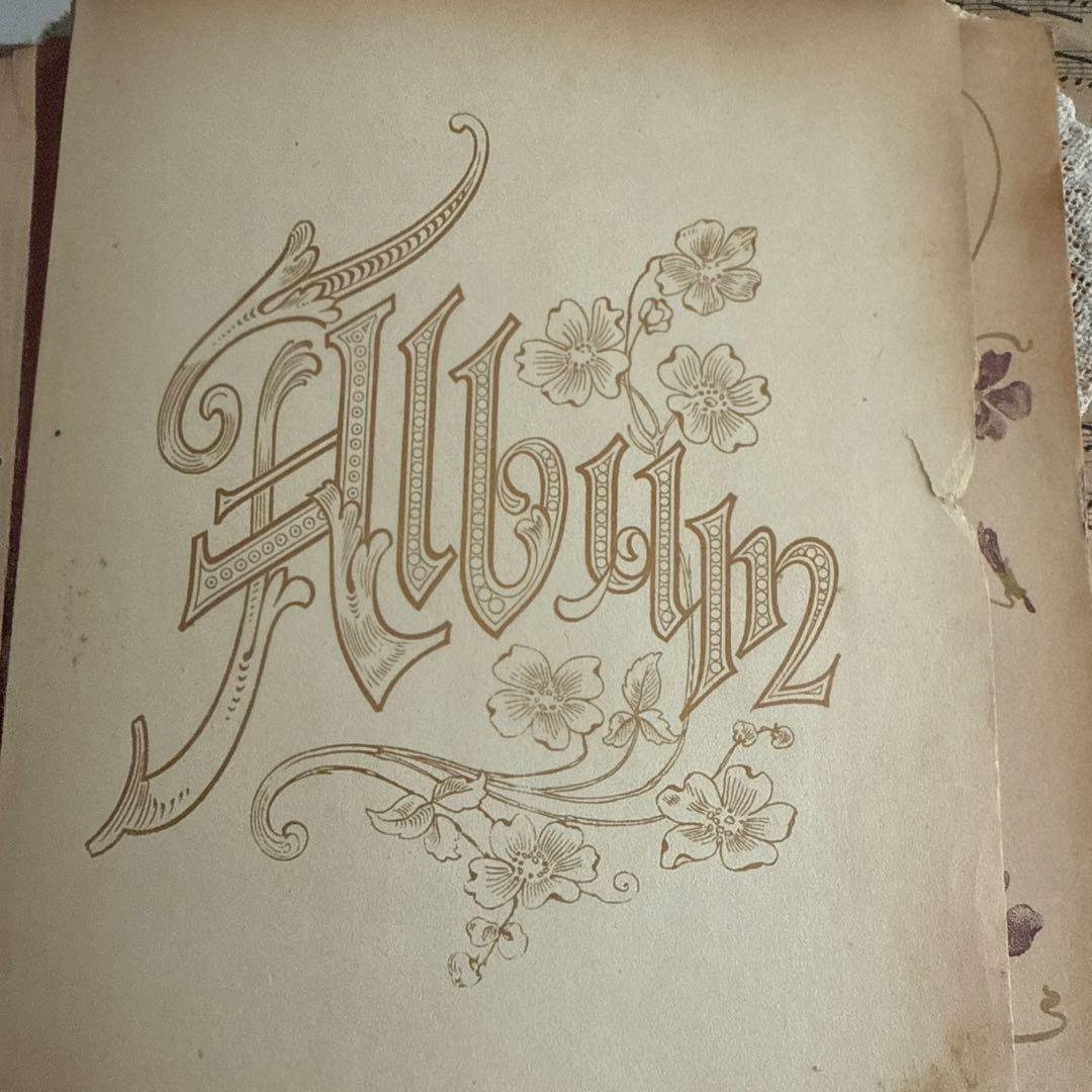 アンティーク美しいアルバム　ヴィクトリアン写真　キャビネット洋書　古書　撮影小物