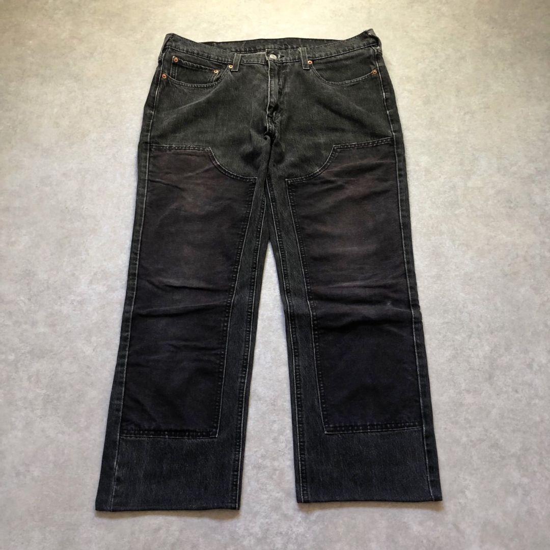 Levi's 541 ダブルニーカスタムブラックデニムパンツ再構築