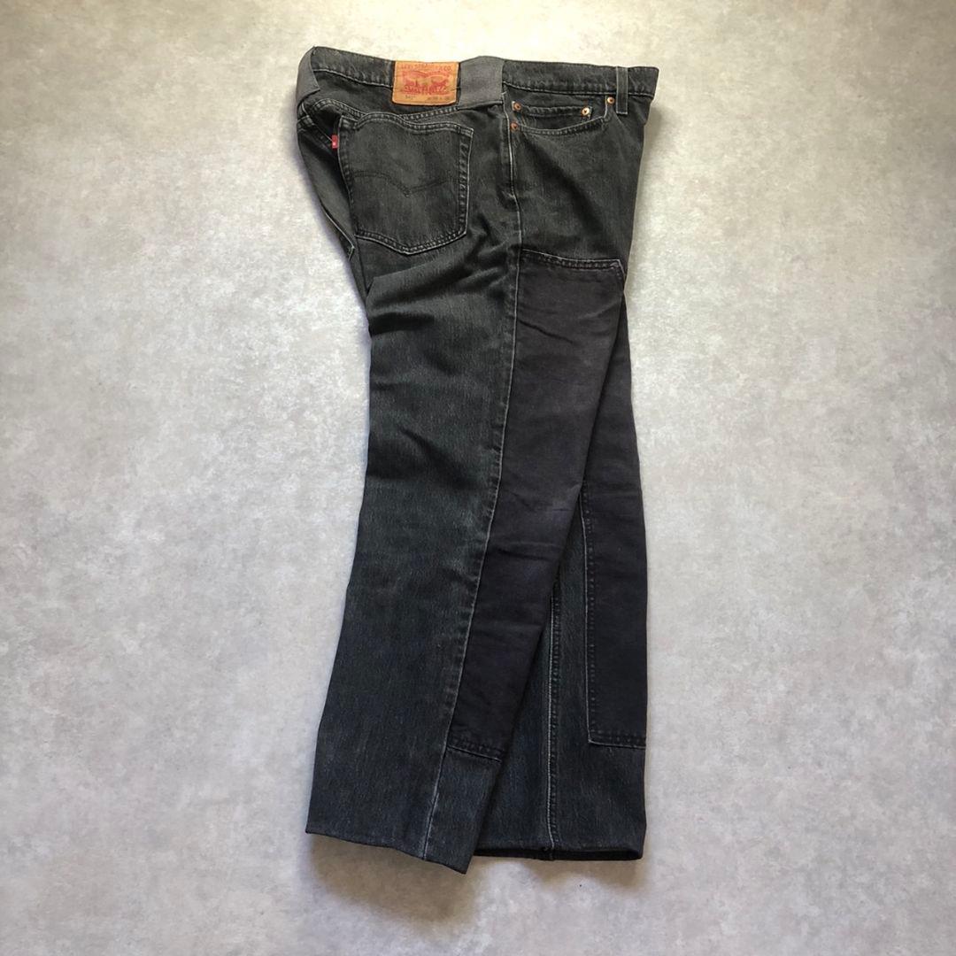 Levi's 541 ダブルニーカスタムブラックデニムパンツ再構築