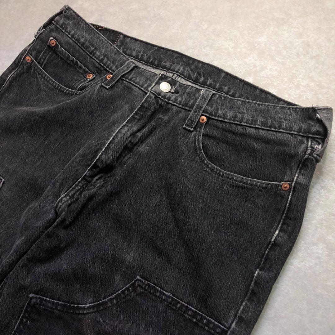 Levi's 541 ダブルニーカスタムブラックデニムパンツ再構築