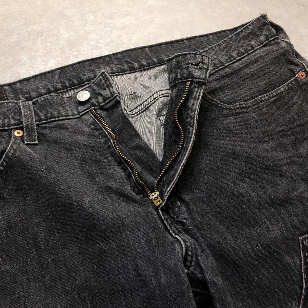 Levi's 541 ダブルニーカスタムブラックデニムパンツ再構築