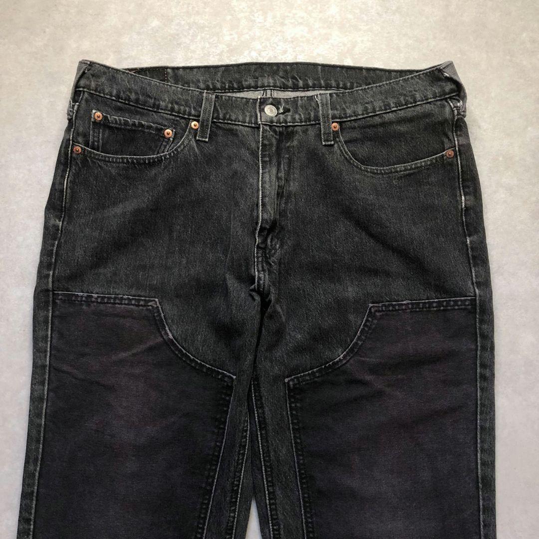 Levi's 541 ダブルニーカスタムブラックデニムパンツ再構築