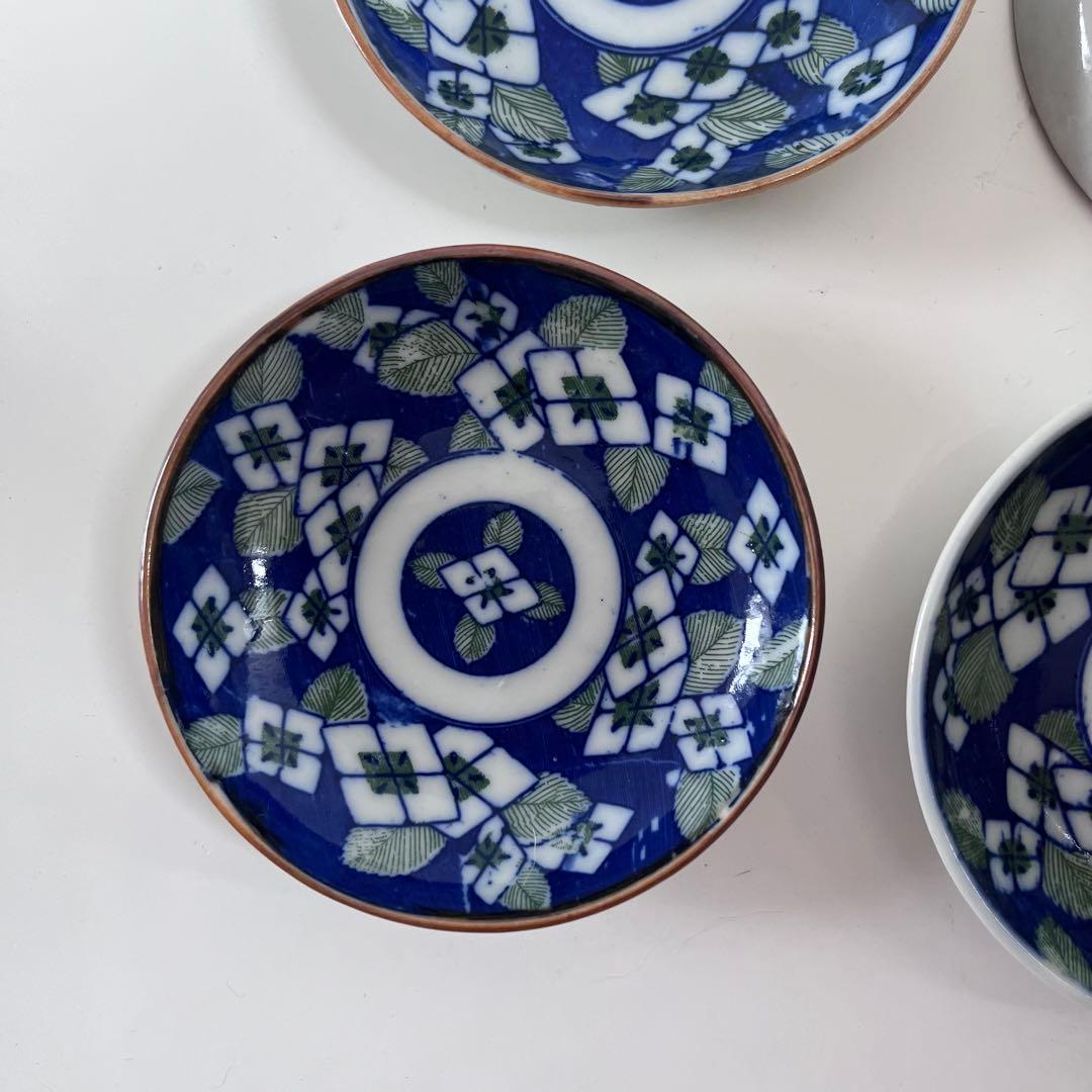 骨董　印判皿　紫陽花　4枚セット　天塩皿