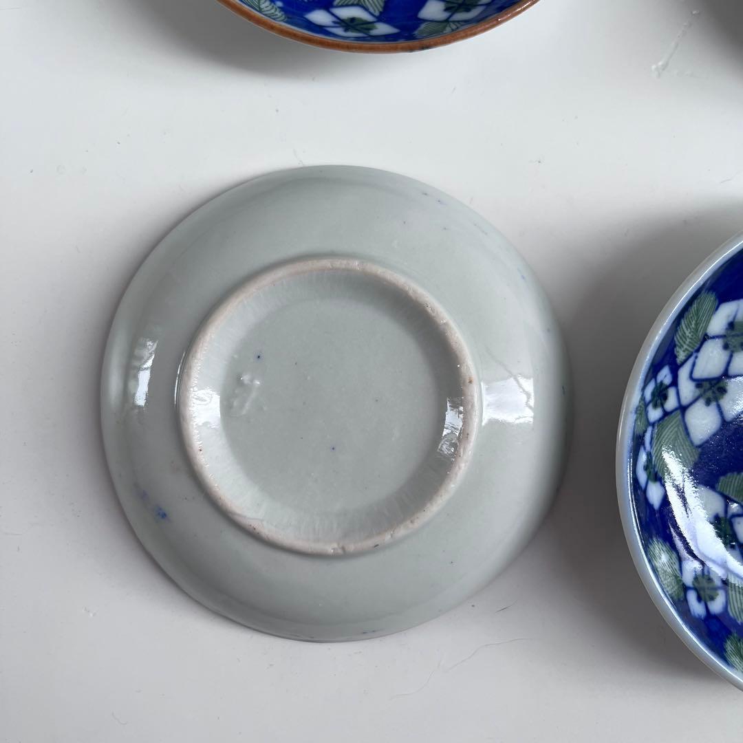 骨董　印判皿　紫陽花　4枚セット　天塩皿