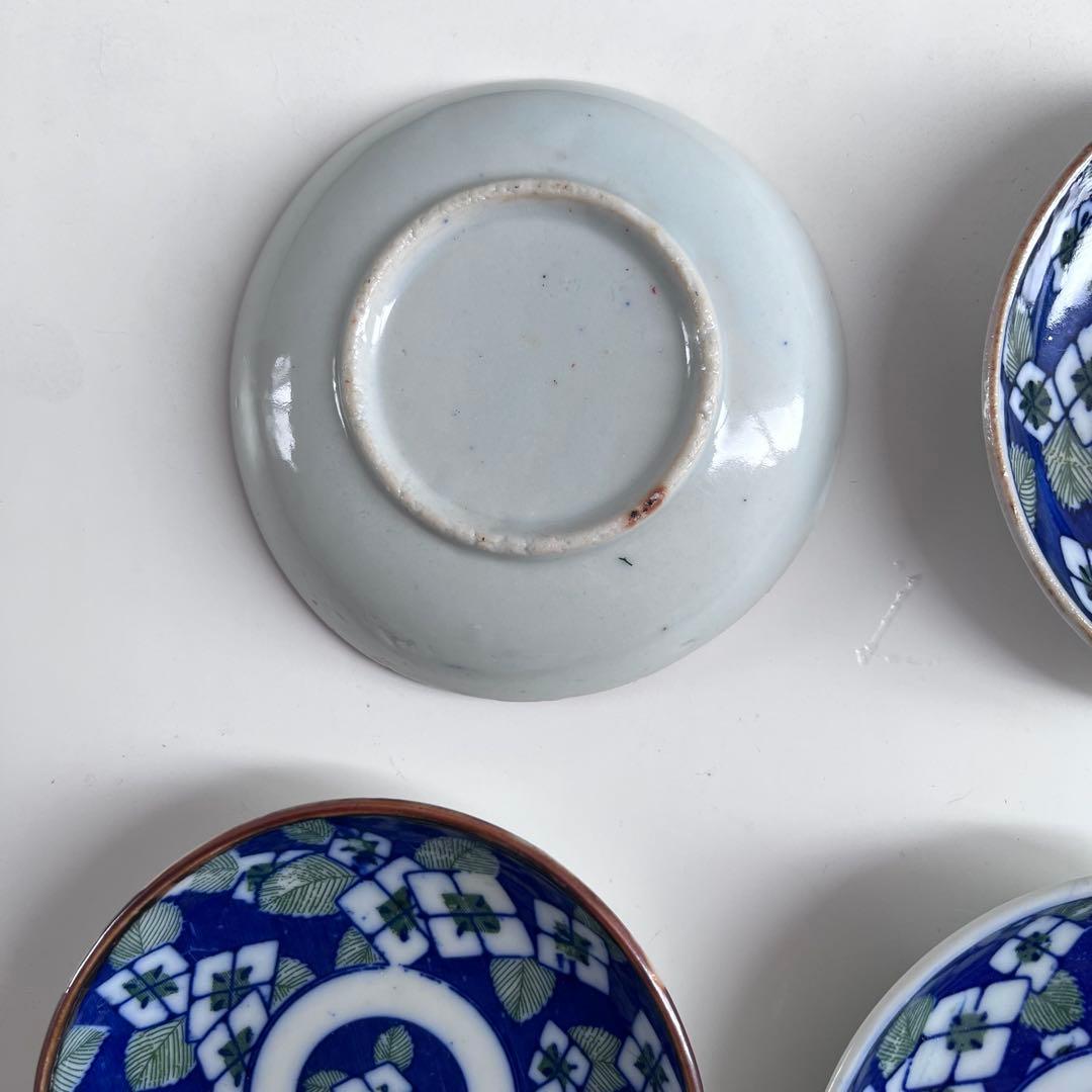 骨董　印判皿　紫陽花　4枚セット　天塩皿