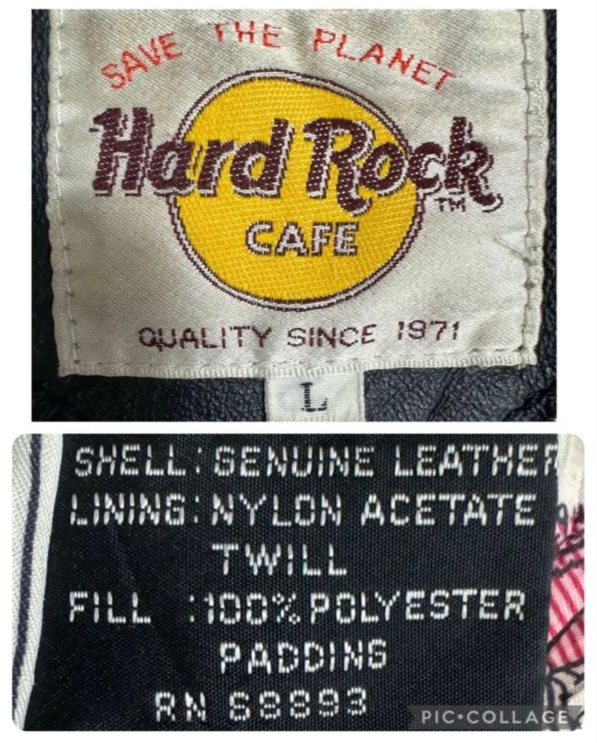 HARD ROCK バックロゴ A-2 レザージャケット 裏地総柄 ブラック L