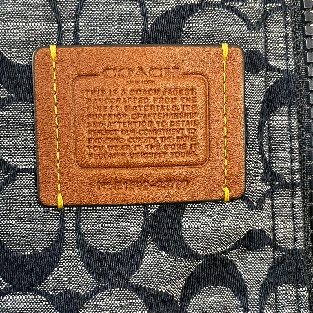 コーチ　シグネチャー　シャンブレーブルゾン　デニムジャケット　ジップアップ　牛革