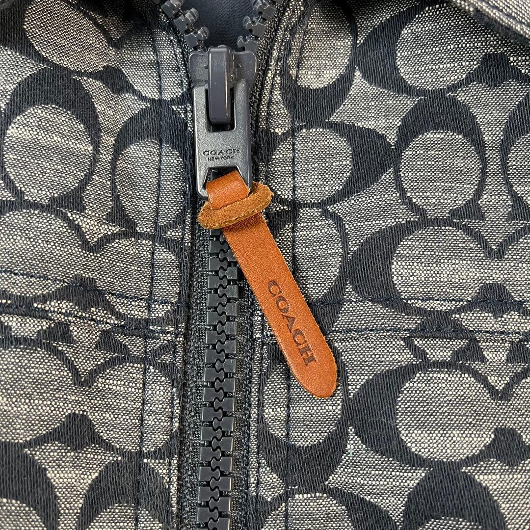 コーチ　シグネチャー　シャンブレーブルゾン　デニムジャケット　ジップアップ　牛革