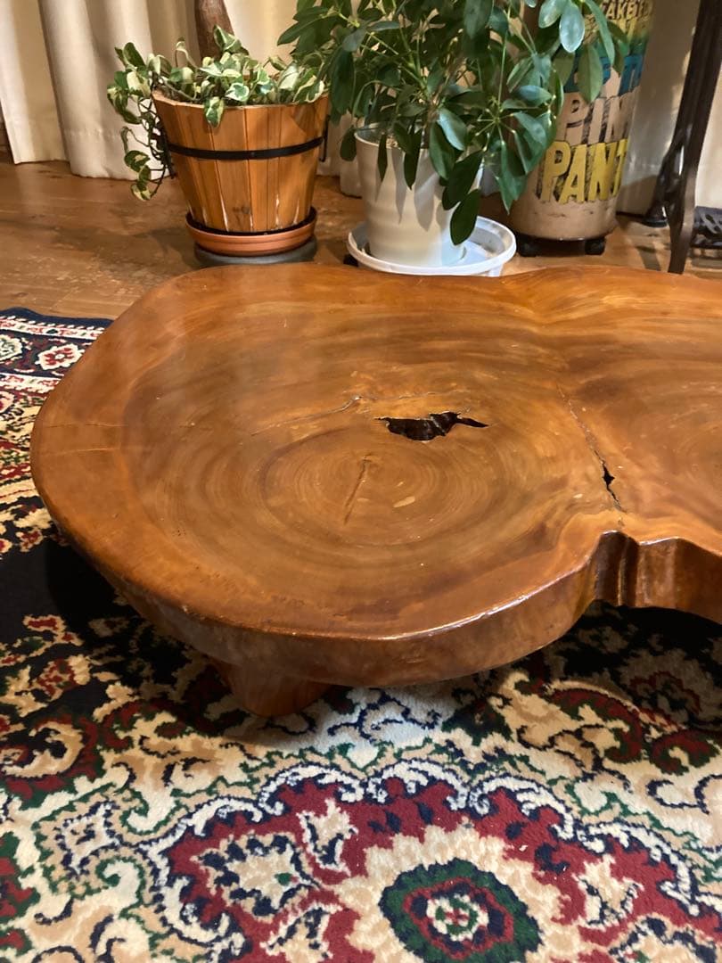 昭和レトロ　欅（ケヤキ）一枚板 ローテーブル 座卓