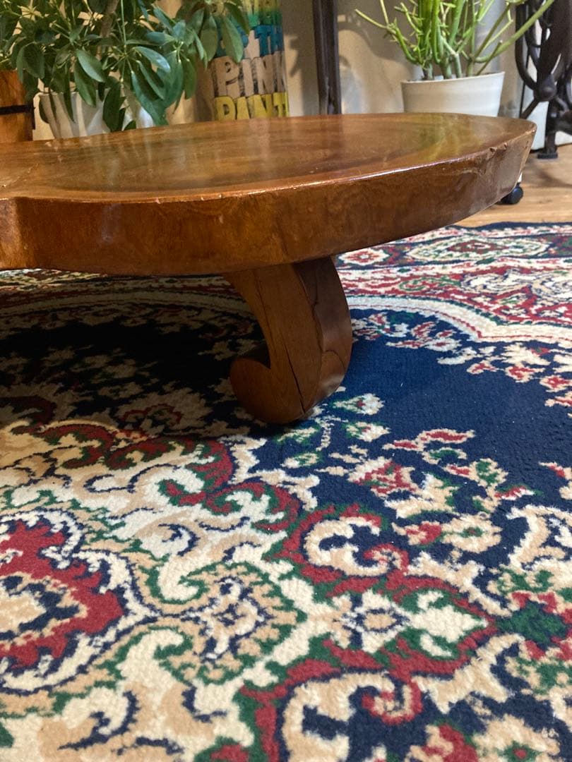 昭和レトロ　欅（ケヤキ）一枚板 ローテーブル 座卓