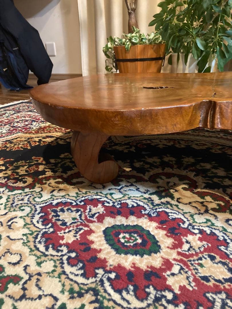 昭和レトロ　欅（ケヤキ）一枚板 ローテーブル 座卓