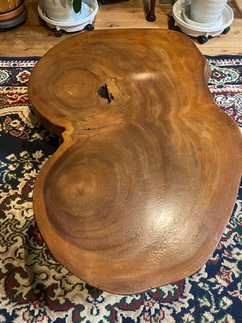 昭和レトロ　欅（ケヤキ）一枚板 ローテーブル 座卓