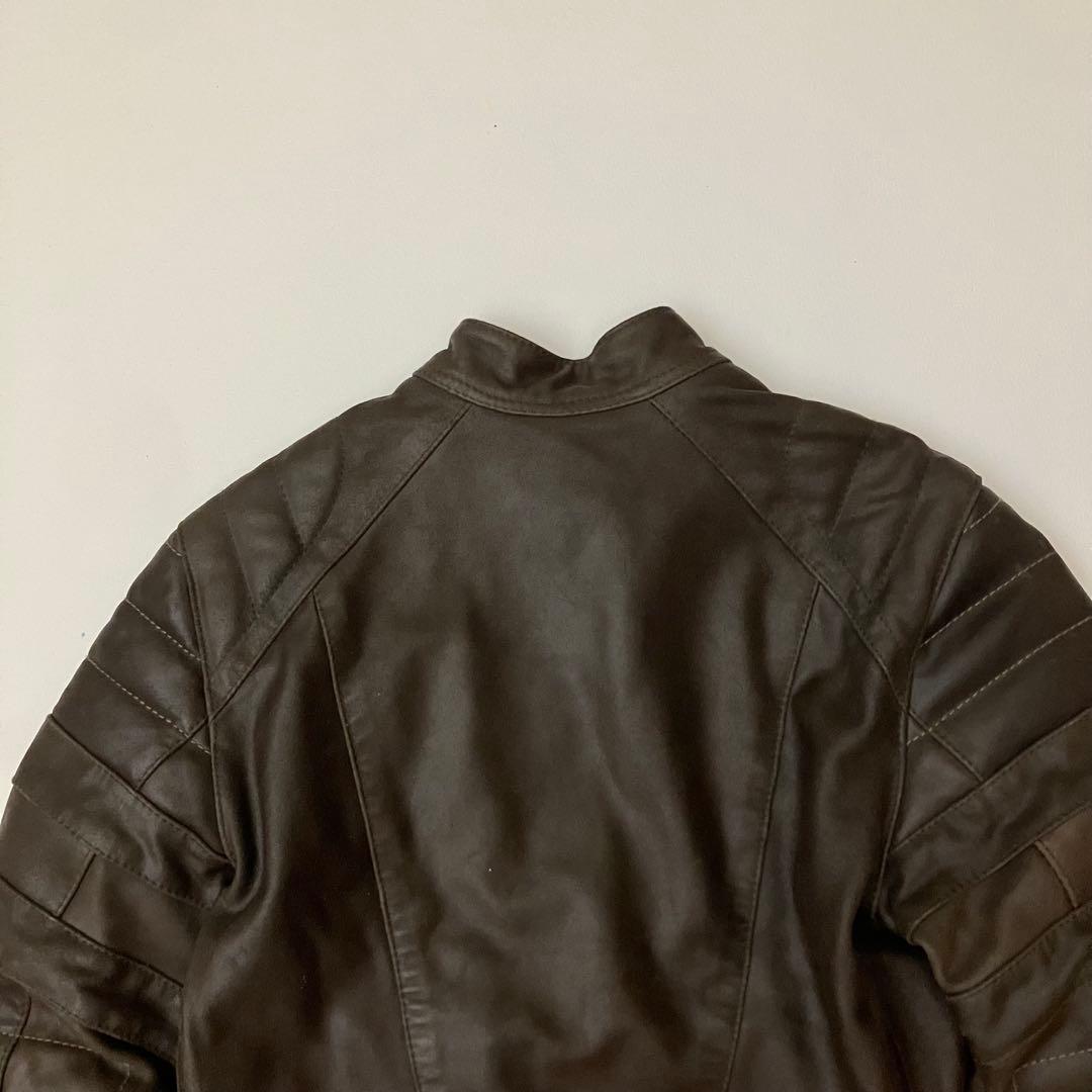 ✨美品✨ G-STAR RAW シングルライダース　牛革　チンストライプ　茶色