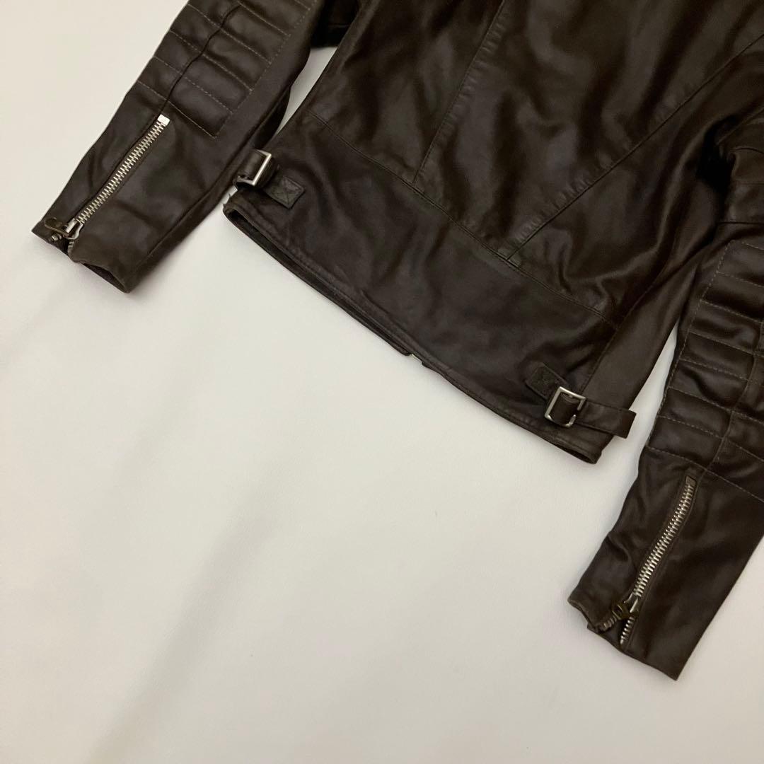 ✨美品✨ G-STAR RAW シングルライダース　牛革　チンストライプ　茶色