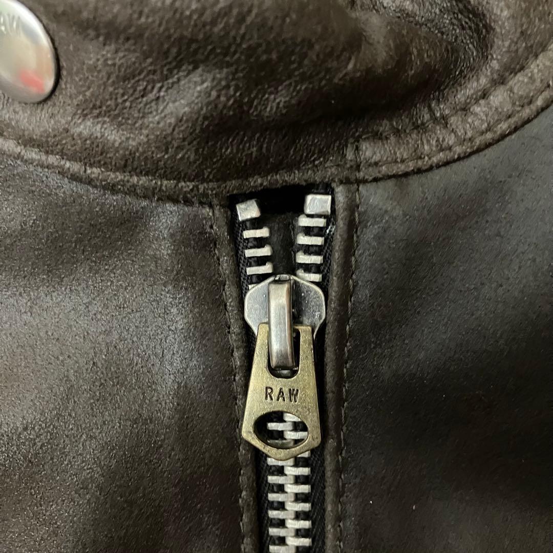 ✨美品✨ G-STAR RAW シングルライダース　牛革　チンストライプ　茶色