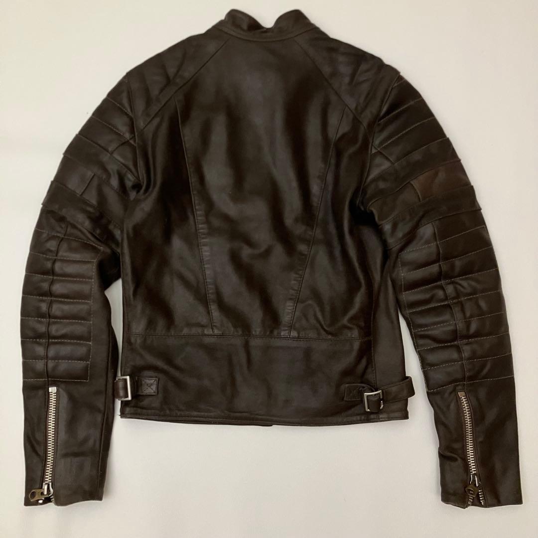 ✨美品✨ G-STAR RAW シングルライダース　牛革　チンストライプ　茶色