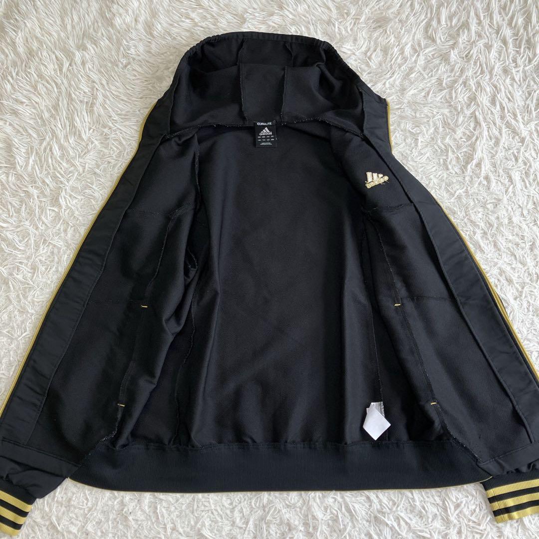 ◎極美品 アディダス 人気の黒×金 ジャージ上下セット L スポーツカジュアル