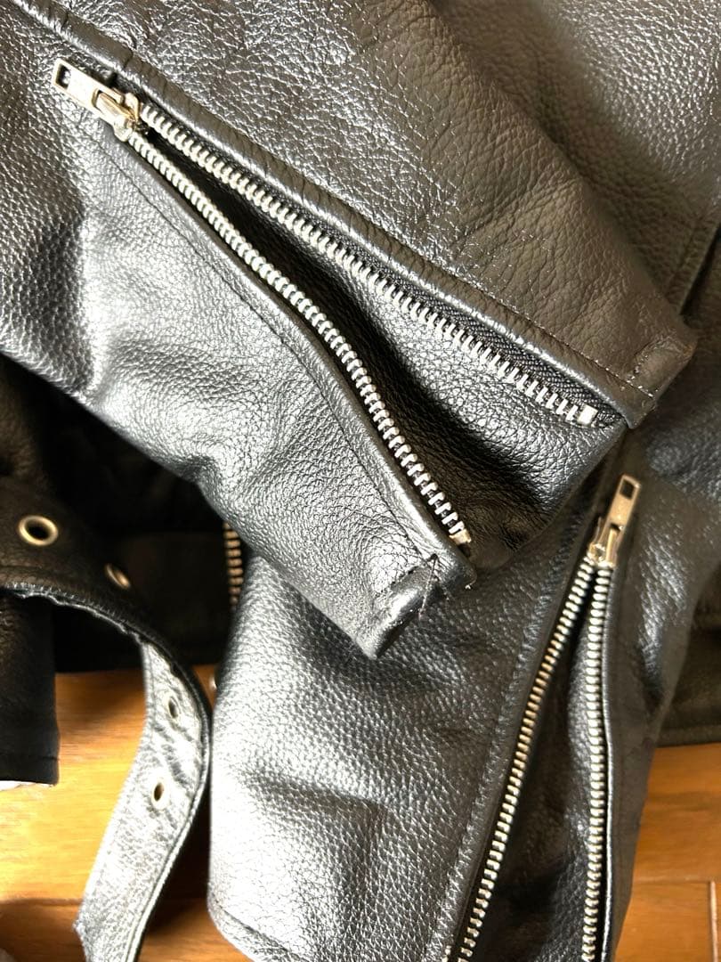 特大3ＸＬ】 Axel 牛革 ダブル ライダースジャケット ブラック