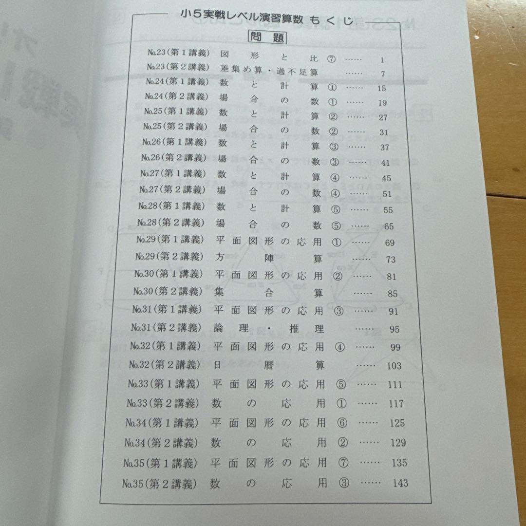 【全8冊セット】希学園小5 実戦レベル演習 算数 第1分冊〜第4分冊 問題＆解答