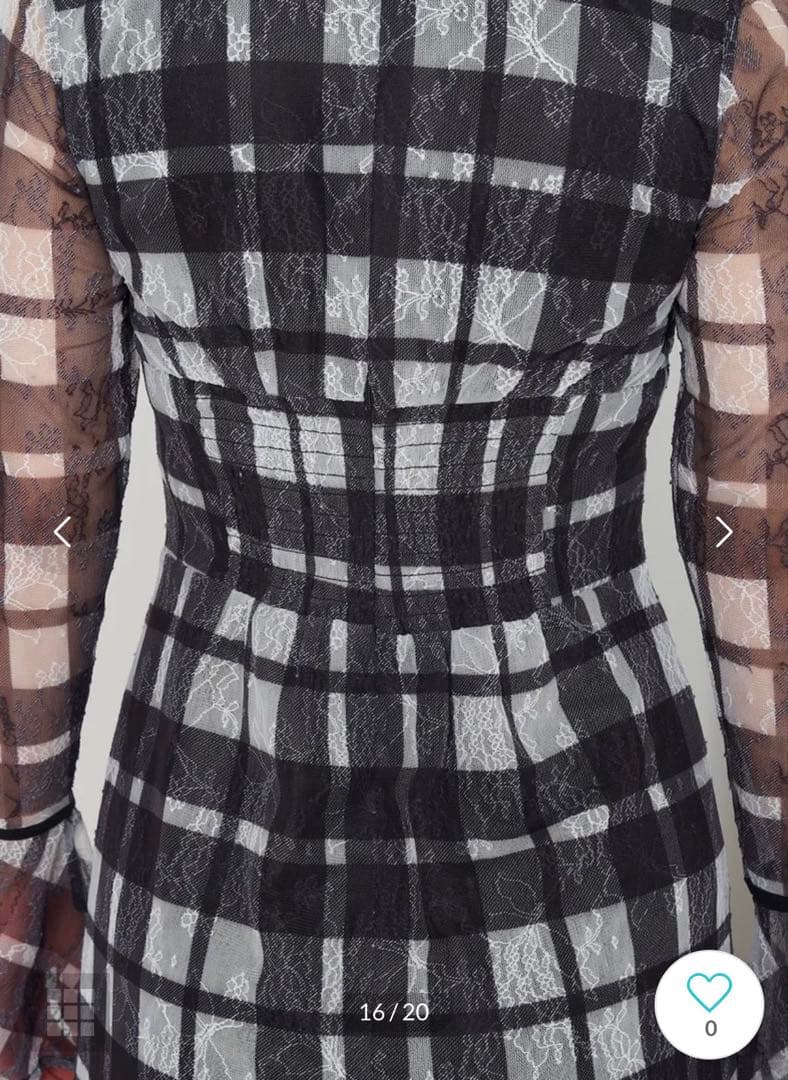 Darichパイピングチェックレースロングワンピース （ブラック）