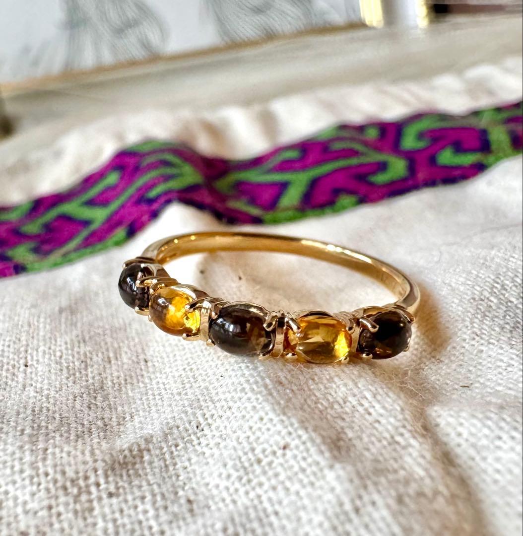 ヴァンドーム青山◆K18YG*15.5号*スモーキークォーツ*シトリン*指輪