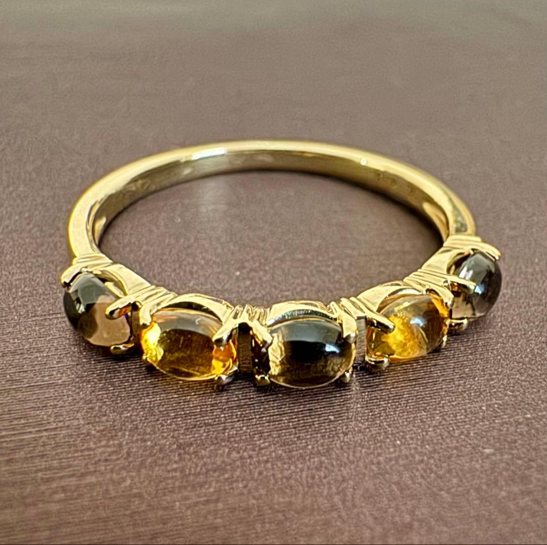 ヴァンドーム青山◆K18YG*15.5号*スモーキークォーツ*シトリン*指輪