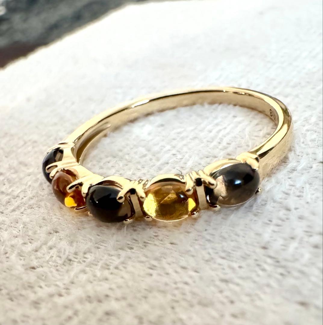 ヴァンドーム青山◆K18YG*15.5号*スモーキークォーツ*シトリン*指輪
