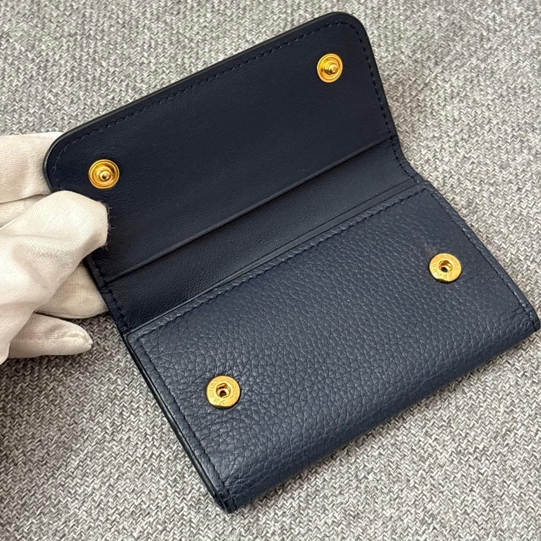 【箱付き】Prada プラダ 6連キーケース 鍵入れ ネイビー系 レザー 373