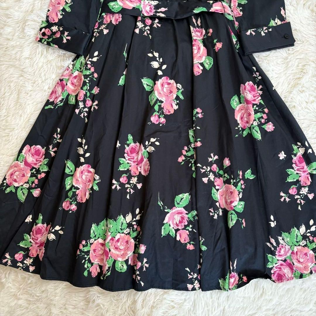 LAURA ASHLEY ローラアシュレイ　花柄ワンピース　ベルト付き