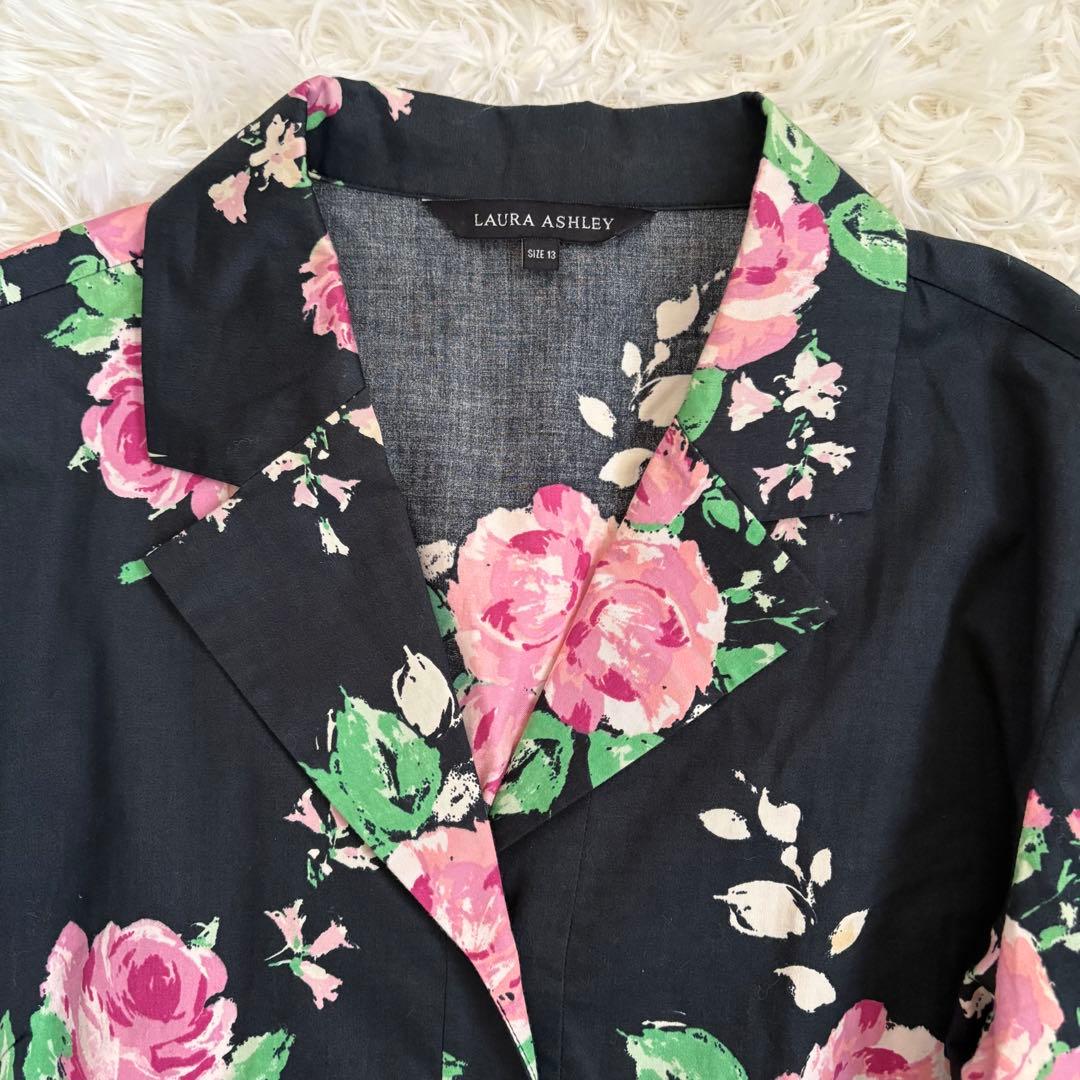 LAURA ASHLEY ローラアシュレイ　花柄ワンピース　ベルト付き