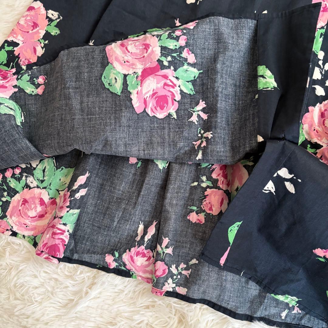 LAURA ASHLEY ローラアシュレイ　花柄ワンピース　ベルト付き