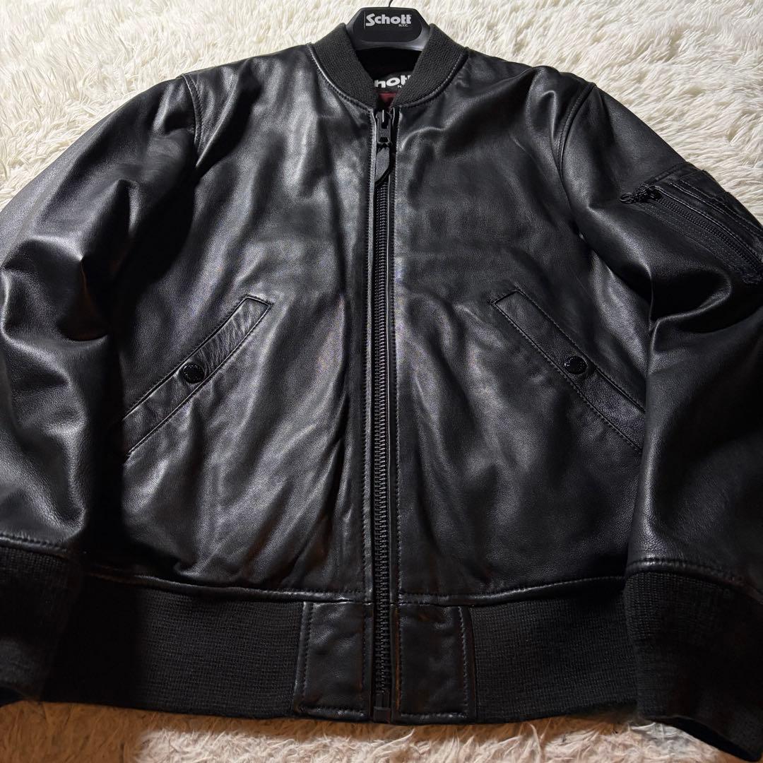 ク*ー様 美品■schott フライトジャケット　MA-1 羊革　ラムレザー ブ