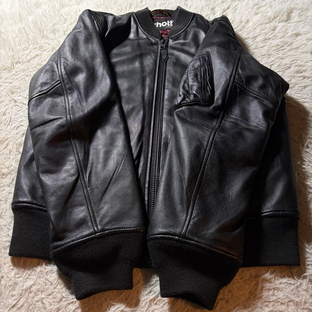 ク*ー様 美品■schott フライトジャケット　MA-1 羊革　ラムレザー ブ