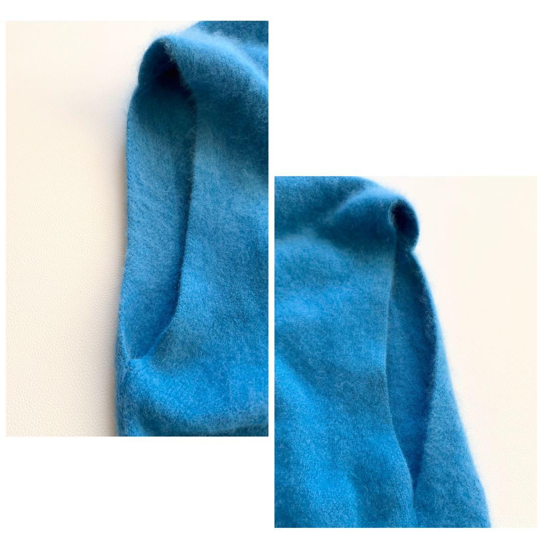 エイチ　ビューティアンドユース 　ニットベスト　ラクーン　カシミヤ　ブルー