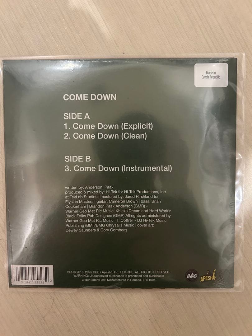 Anderson .Paak - Come Down 7” RSD 2025
