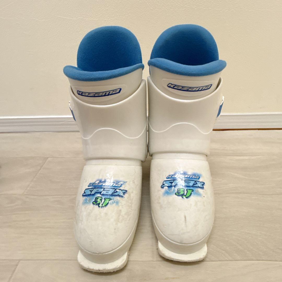 【KAZAMA】キッズ用スキー板130cm ブーツ21cm-22cm ストック付