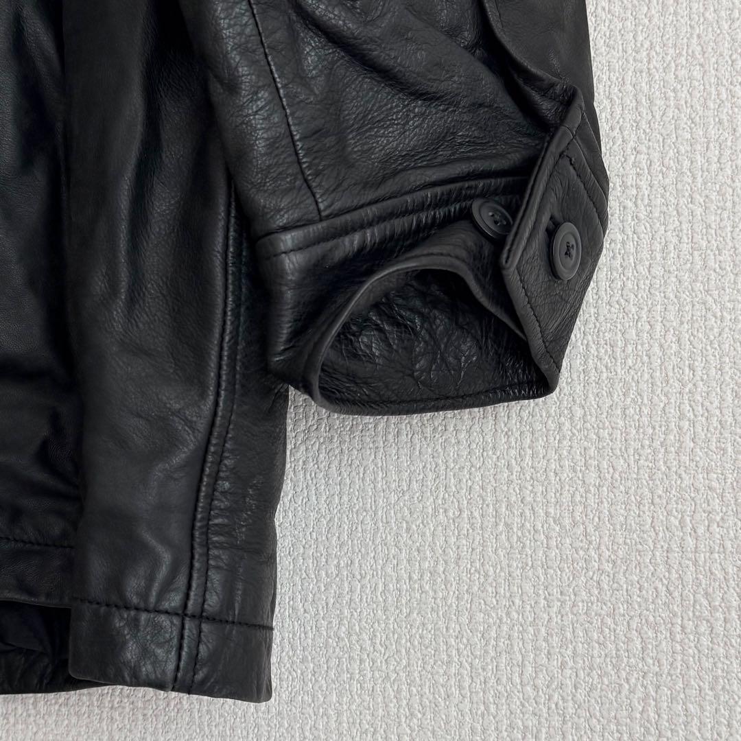GAP カーコート ブラック 牛革 ビンテージ XL シワ