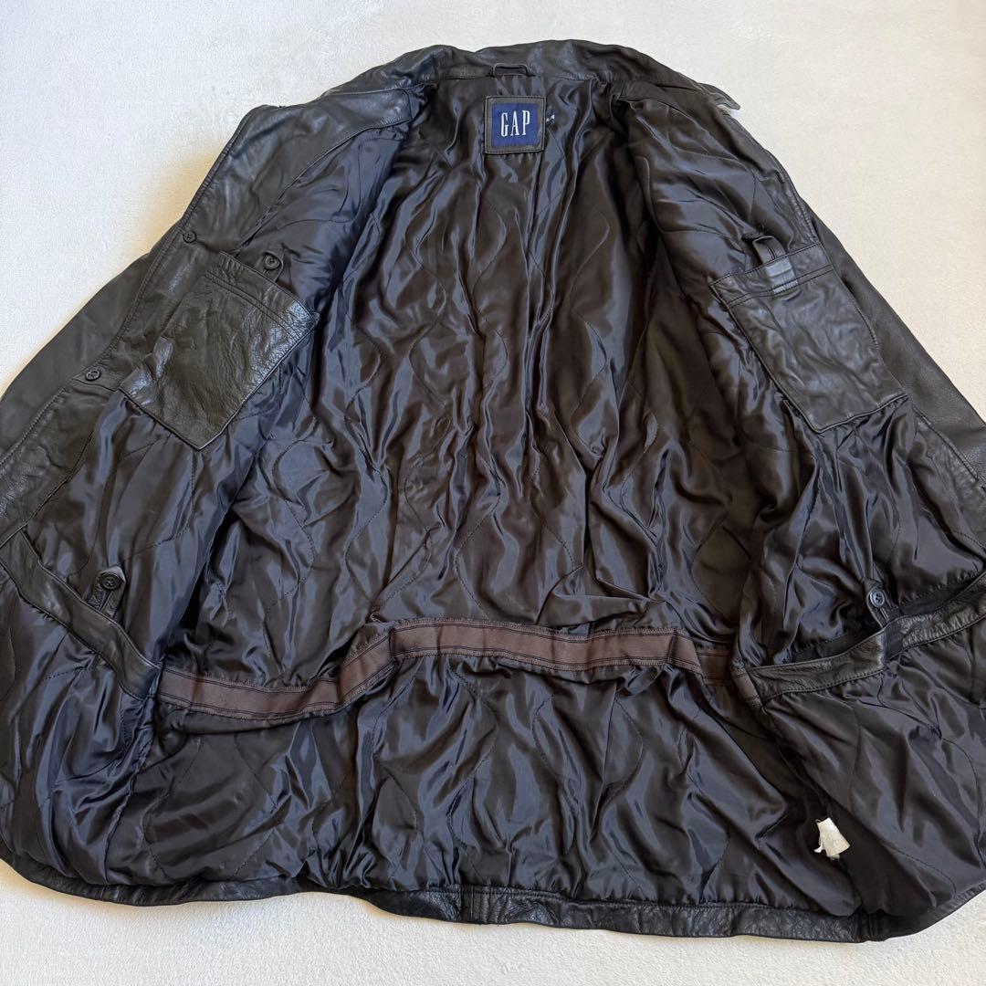 GAP カーコート ブラック 牛革 ビンテージ XL シワ