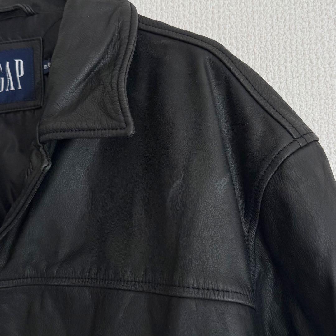 GAP カーコート ブラック 牛革 ビンテージ XL シワ