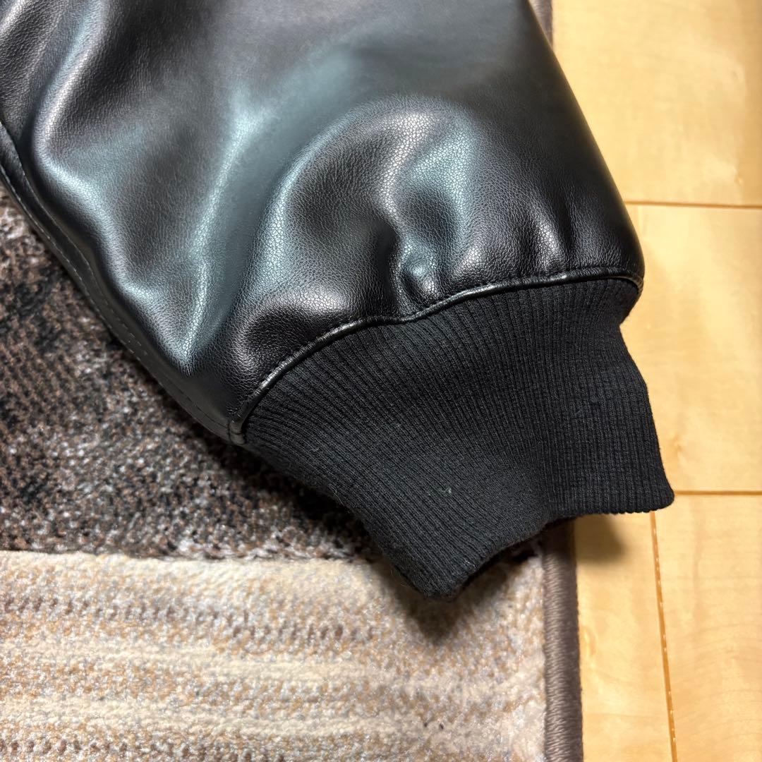 美品 ニューヨークバースト ブラック レザージャケット ライダーズ フード