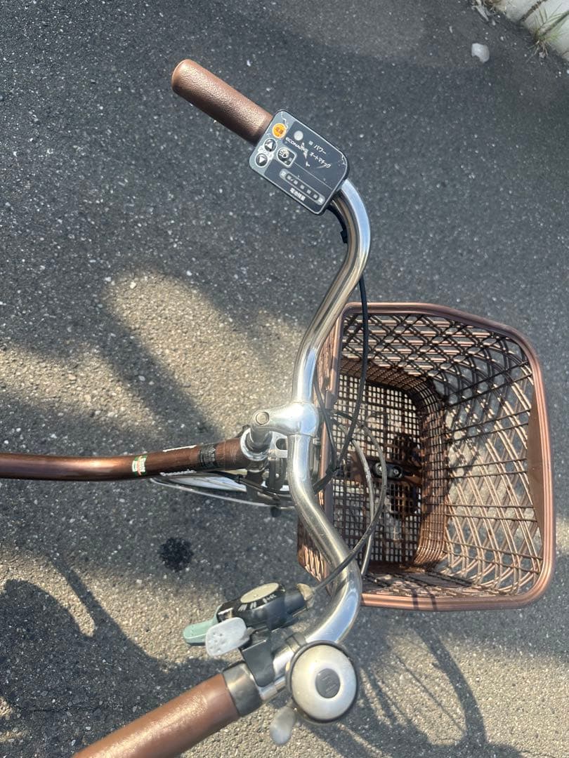 ブラウン 電動アシスト自転車 前後バスケット付き