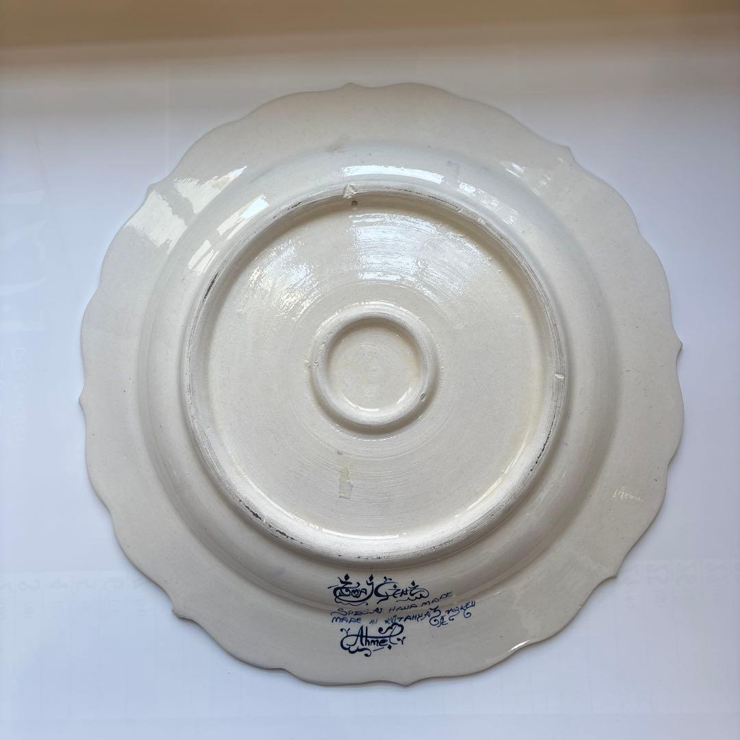 トルコ イズニック風 大皿 31cm ブルー花文様 ウォールプレート