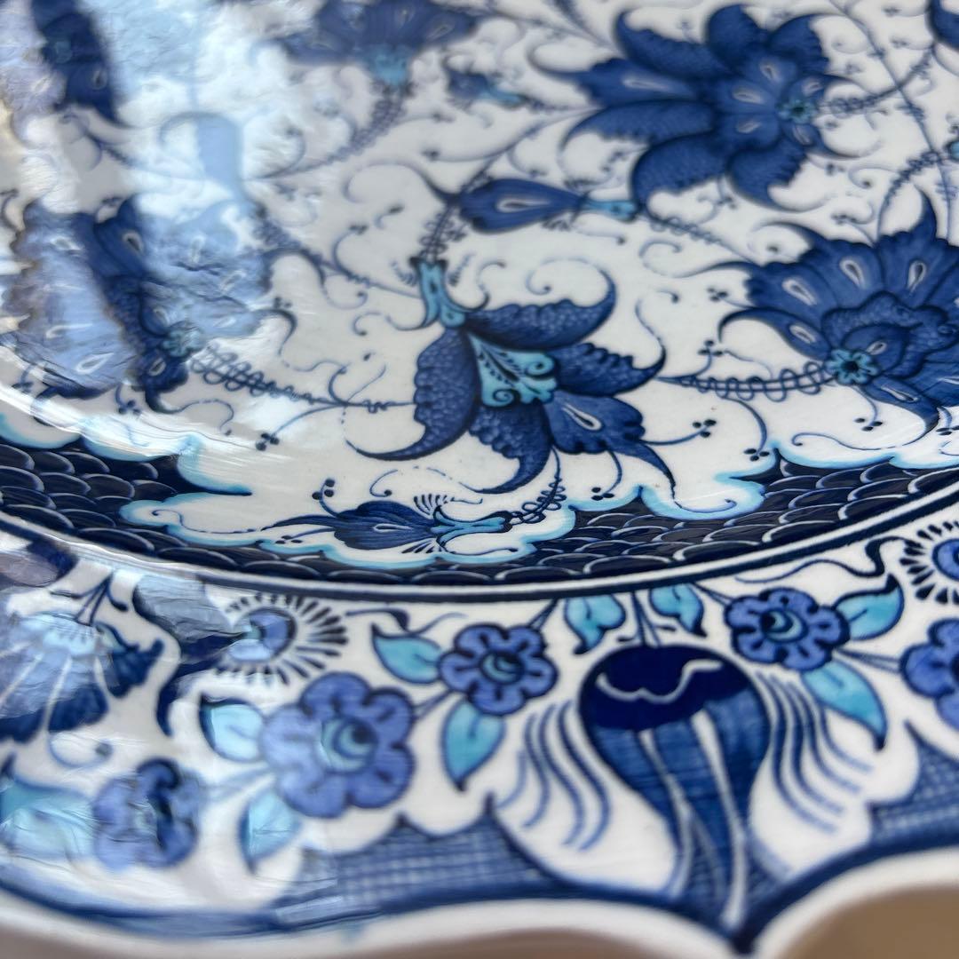 トルコ イズニック風 大皿 31cm ブルー花文様 ウォールプレート