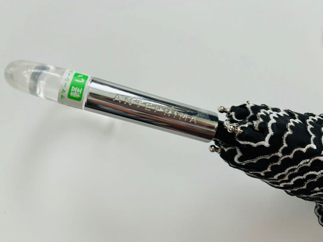 【新品】アンテプリマ　日傘　ダマスコ柄　晴雨兼用　折りたたみ傘　ブラック