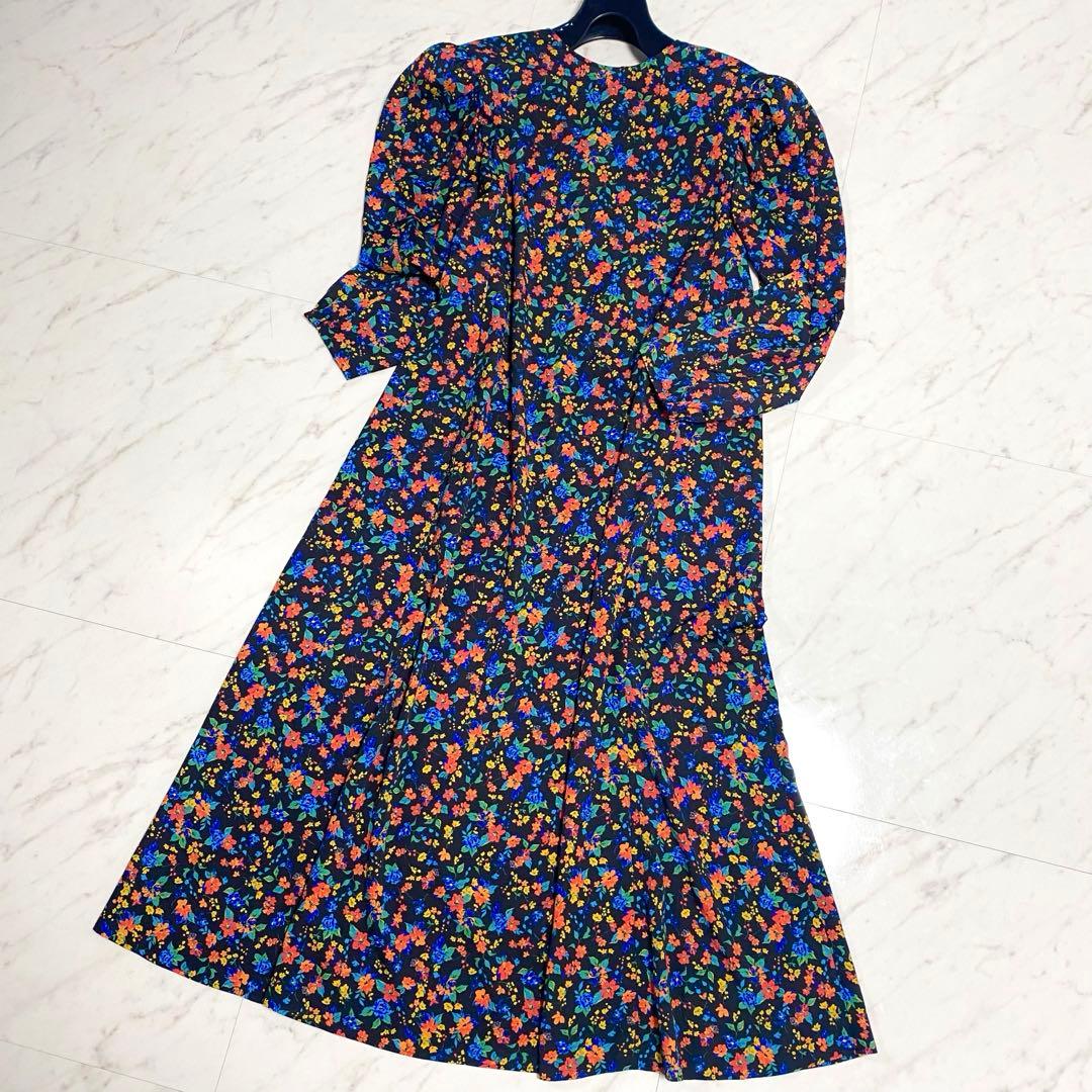 【極美品】24AW✨️完売品 アンティークフラワーノーカラー ワンピース 手洗い可